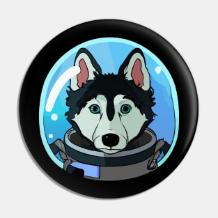 Husky Dog Cosmonaut Dog Lover Puppy Retro Pin