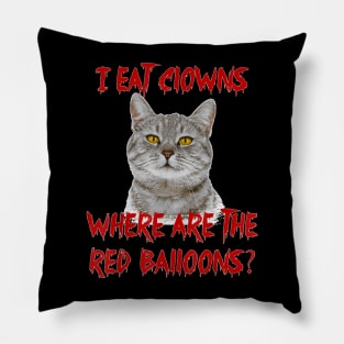 Cat Eat Clowns Halloween Pillow