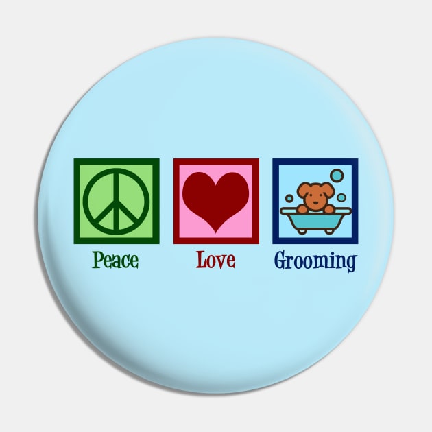 Peace Love Dog Grooming Pin by epiclovedesigns