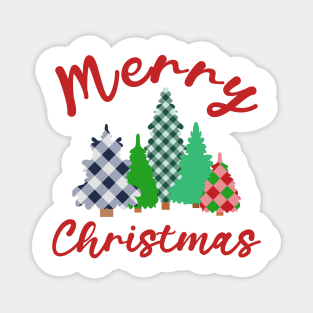 Merry Christmas plaid Christmas tree Magnet