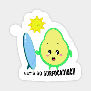 Surfing Avocado Magnet