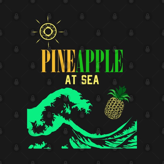 pineapple at sea full great wave tshirt by HCreatives