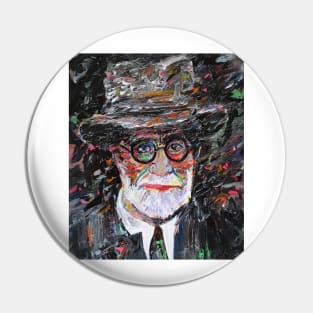 SIGMUND FREUD acrylic portrait Pin