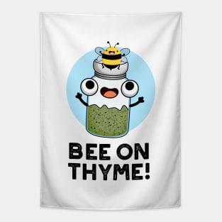 Bee On Thyme Cute Herb Insect Pun Tapestry