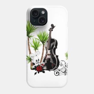 Music, black violin and palm trees Phone Case