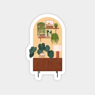 Mid Century Modern Interior With Plants 2 Magnet