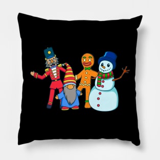 Four Cartoon Friends for Christmas Pillow