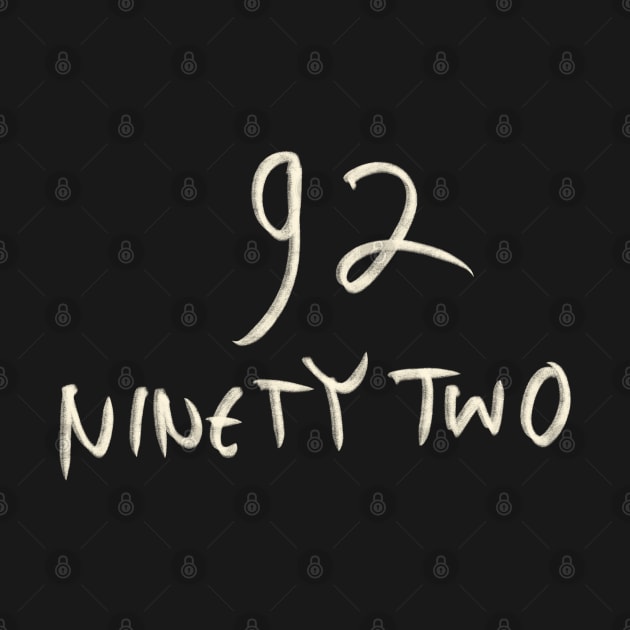 Hand Drawn Letter Number 92 Ninety Two by Saestu Mbathi