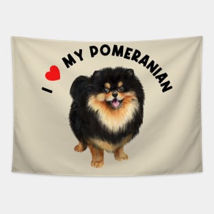 I Love My Pomeranian Cute Pomeranian Puppy Dog Tapestry