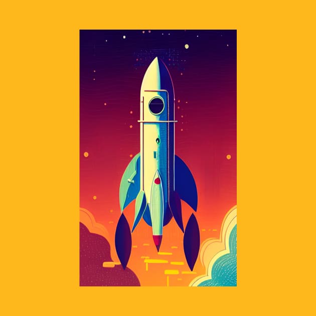 Rocketship artwork by Gaspar Avila