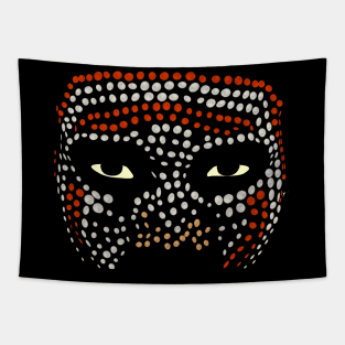 African Art Warrior Face Dots Tapestry