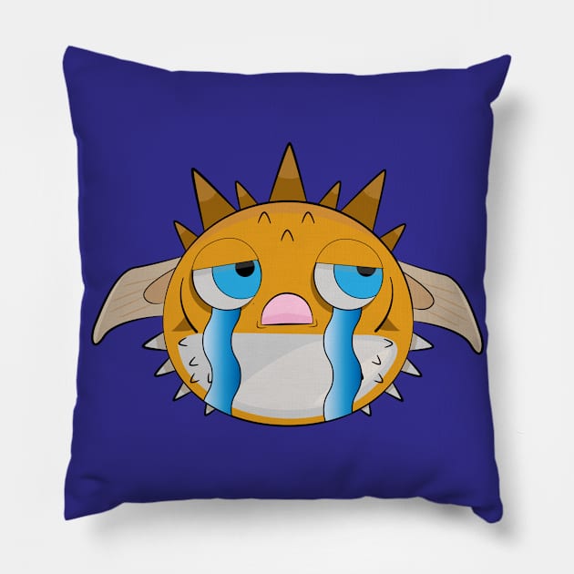 Crying fugu Pillow by Zjuka_draw