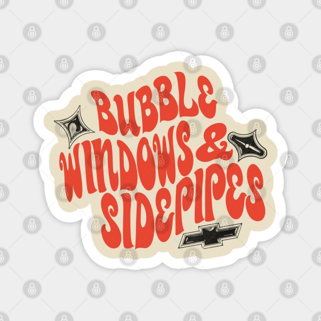 Bubble Windows & Side Pipes! (Vintage Red) Magnet by NextGenVanner