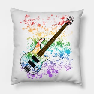 Bass Guitar Rainbow Colours Bassist Musician Pillow