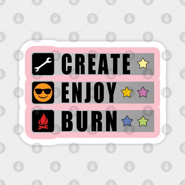 Create, Enjoy, Burn - Burning Man Inspired Magnet by tatzkirosales-shirt-store