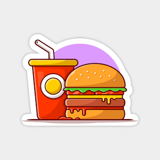 Burger And Soda Cartoon Vector Icon Illustration Magnet