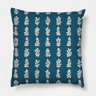 Blue Elegance: White Floral Pillow