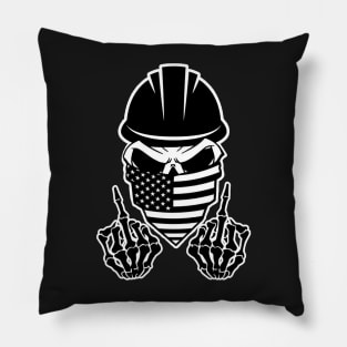 Skull Hardhat Middle Finger Pillow