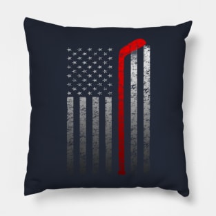 Hockey Stick American Flag Vintage Player T-shirt Pillow