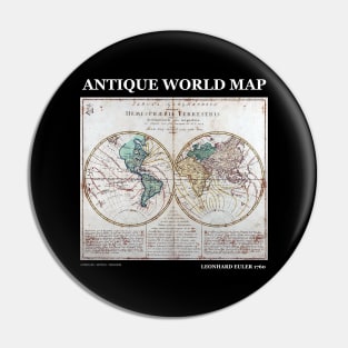 Antique World Map Leonhard Euler 1760 Pin