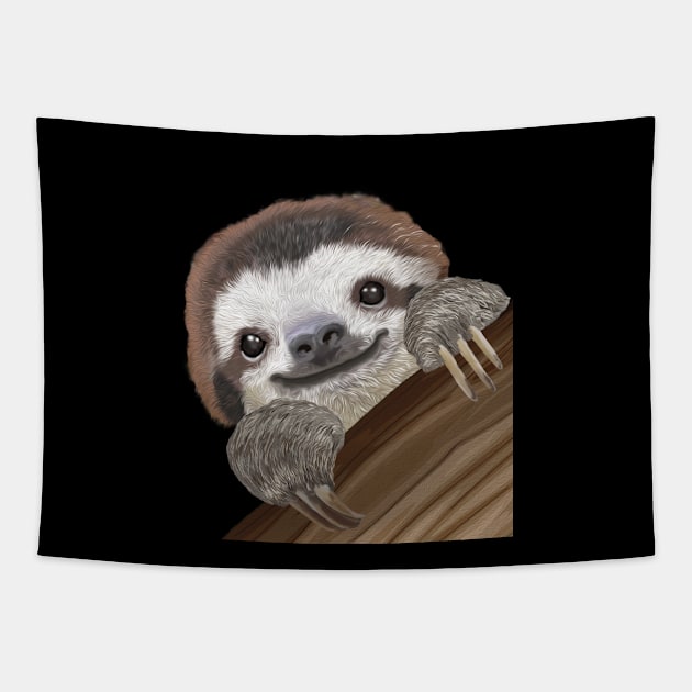 Cute and Colourful Baby Sloth Tapestry by Clarescreations.uk