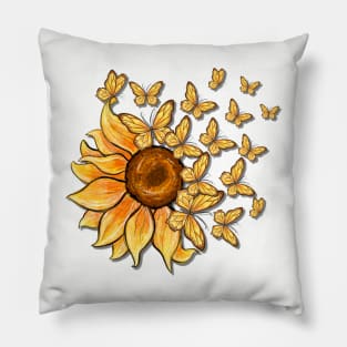 Sunflower and Butterflies Pillow