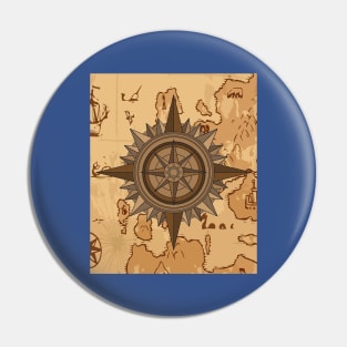 Old Retro Compass Signpost Viking Pin