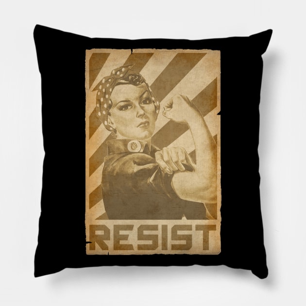 Rosie The Riveter We Can Do it Resist Retro Propaganda Pillow by Nerd_art