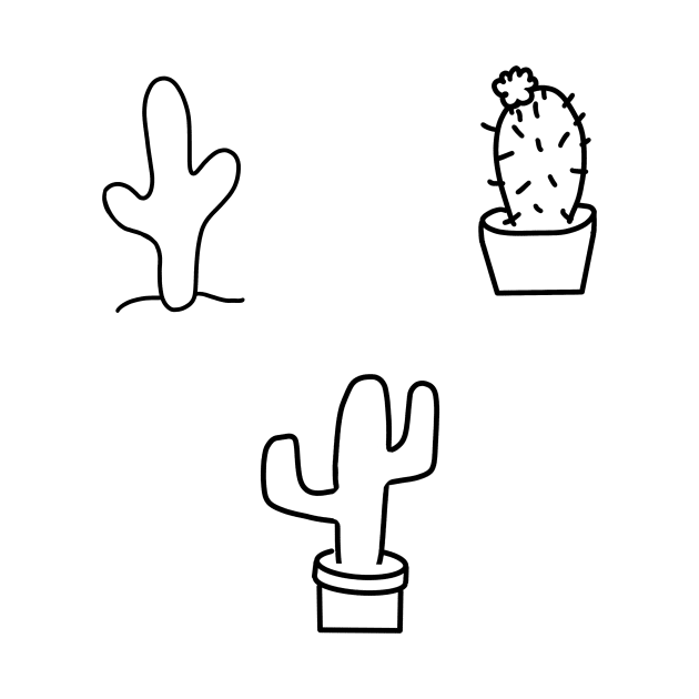 Cactus doodle 3 pack - black and white by emilystp23