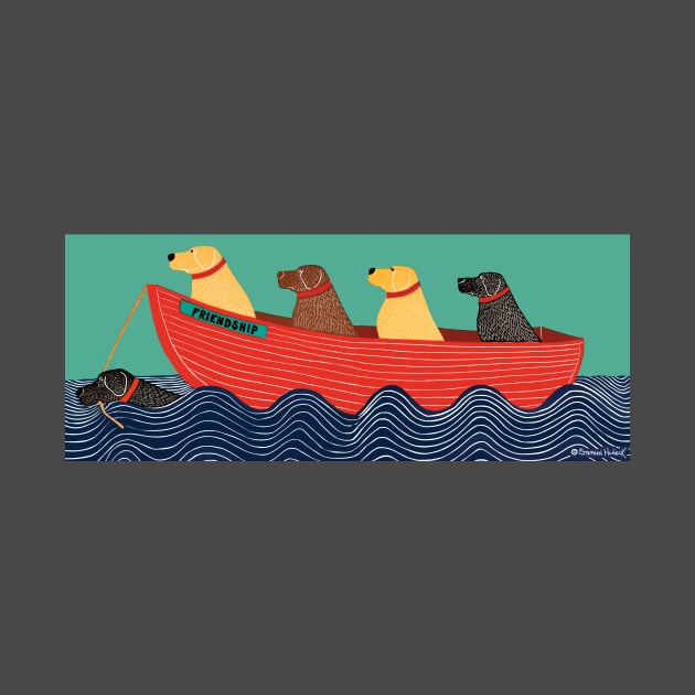 Stephen Huneck Friendship Dogs in a Boat by DogMountain