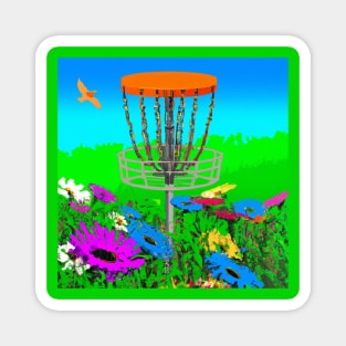 Disc Golf in a Patch of Colorful Flowers Magnet