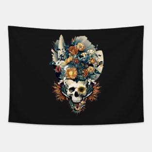 Skull and Flowers Tapestry