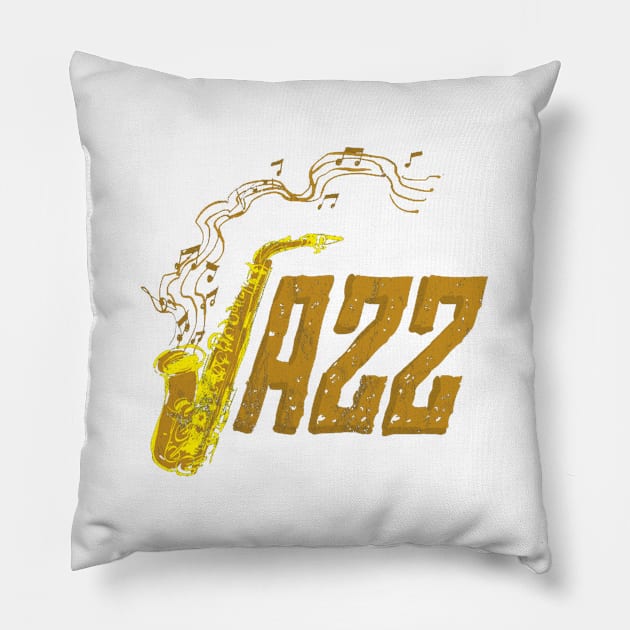 Saxophone Day Jazz Music Band Orchestra Jam Session Pillow by tanambos