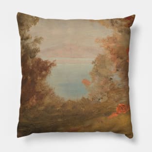 Woodland Scene in Autumn (Hudson, New York or Maine) by Frederic Edwin Church Pillow
