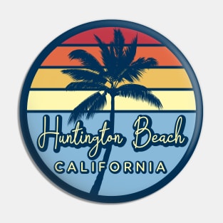 Huntington Beach California Retro Sunset Pin