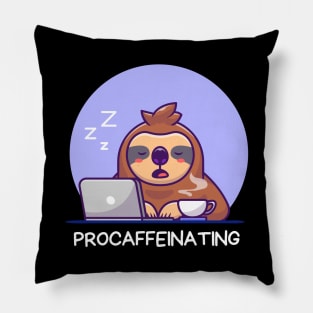 Procaffeinating | Procrastinator Coffee Pun Pillow