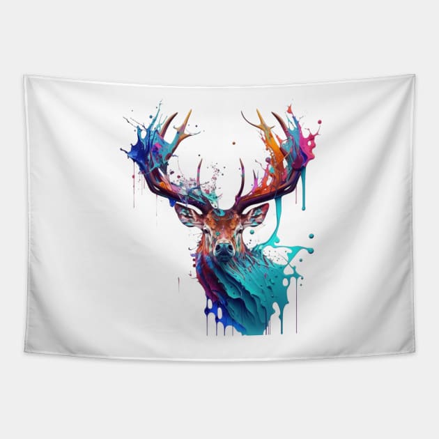 Deer Splash Art: Enchanted Fantasy Depiction #2 Tapestry by AntielARt