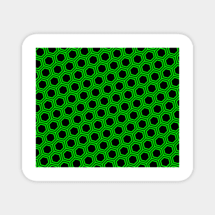 Pattern hexagonal green on black background Magnet