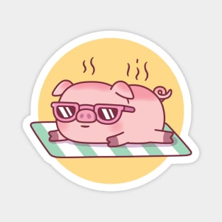 Cute Piggy With Sunglasses Gets Sunburned Magnet