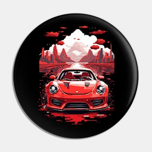 Red Car Design Art Pin