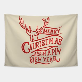 Merry Christmas and Happy New Year Tapestry