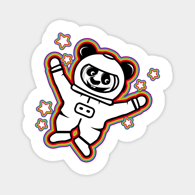 little astronaut panda bear with rainbow aura Magnet by Kisho