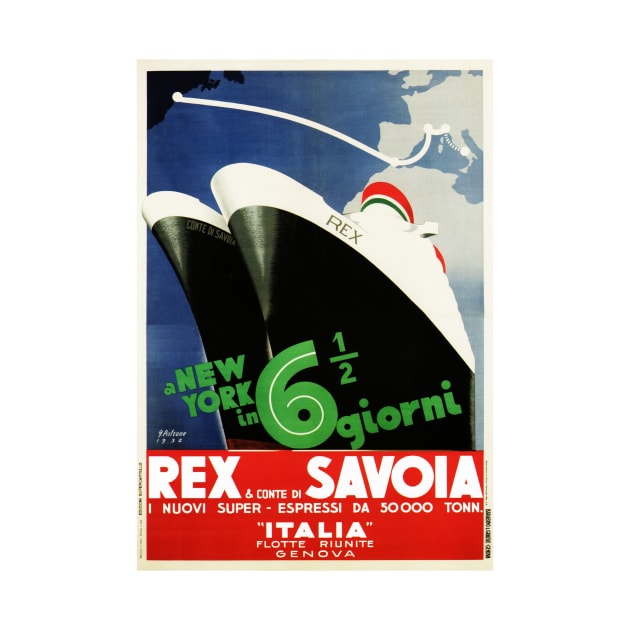 REX & Conte Di SAVOIA Italy Ship Cruises Vintage Travel by vintageposters