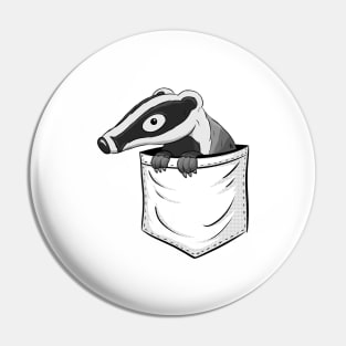 Wildlife Artwork Cute Relaxed Badger In Your Pocket Pin