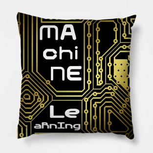 Machine Learning Computer Micro Chip White Gold Pillow