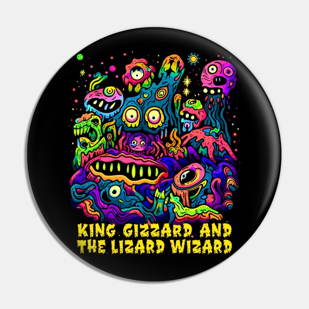 King Gizzard & The Lizard Wizard - Original Fan Art Pin by unknown_pleasures
