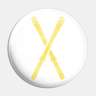 Snow Skis Light Yellow Pin