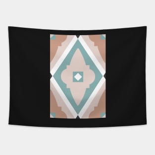 Abstract geometric diamond pattern white, sand color and light green Tapestry