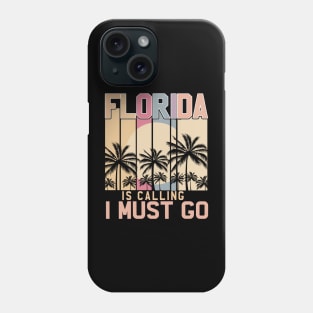 Florida Is Calling And I Must Go Retro Palm Trees Florida Phone Case