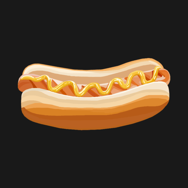 Hotdog with Mustard in Bun by Art by Deborah Camp